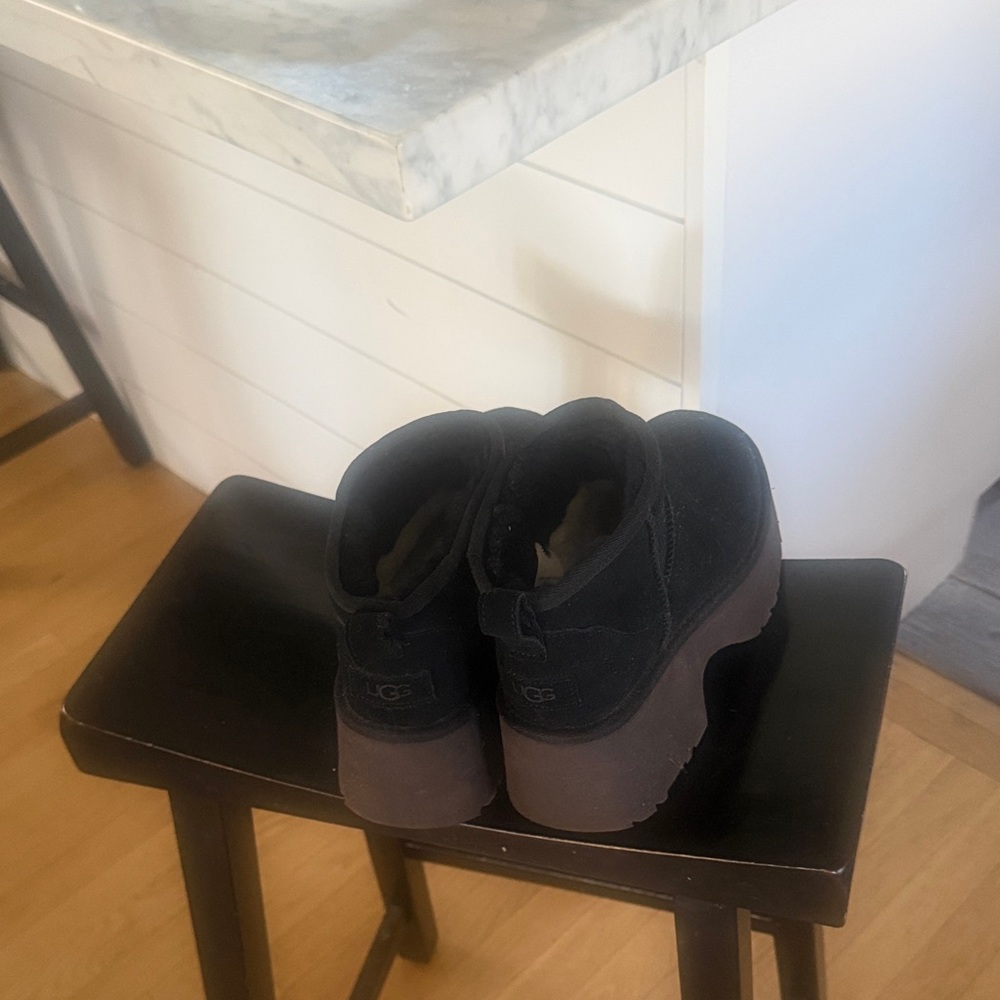 UGG Black Suede Platform Shoes